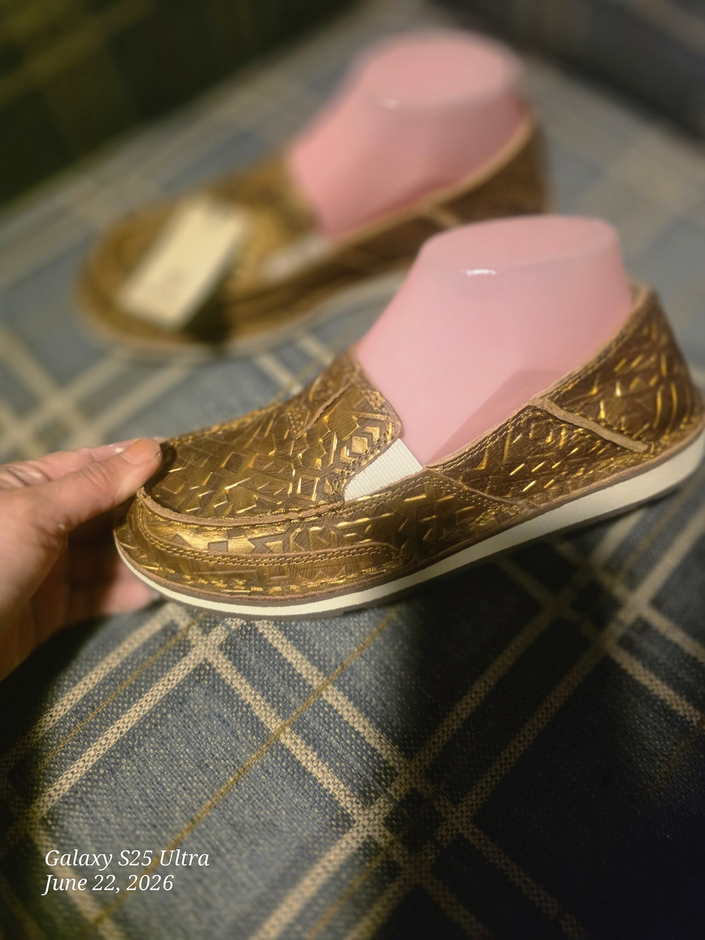 Ariat Metallic Gold Slip-On Embossed Mules